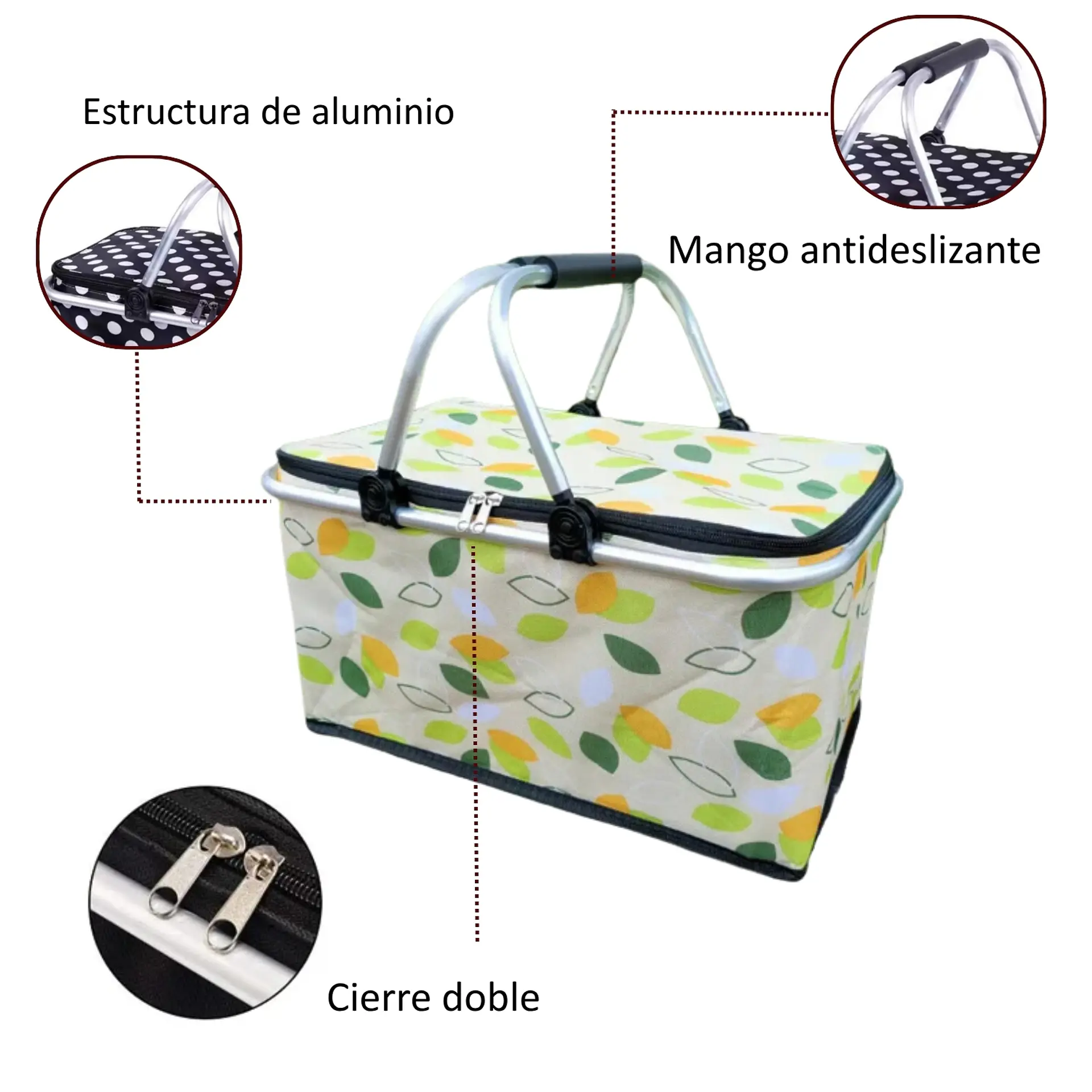 Bolso Termico Plegable Cooler Canasta Picnic Semillas 7
