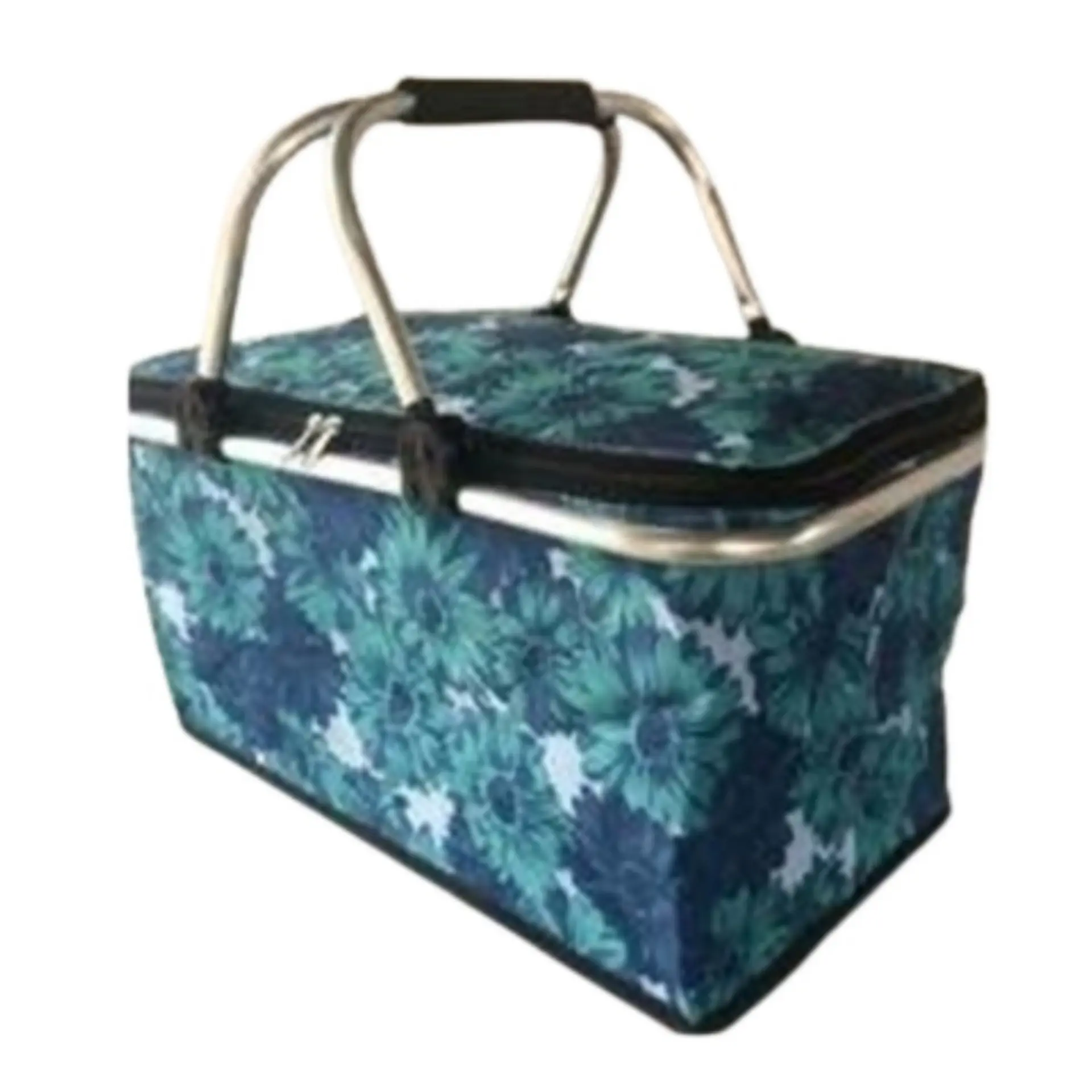 Bolso Termico Plegable Flores Azules Cooler Canasta Picnic 1