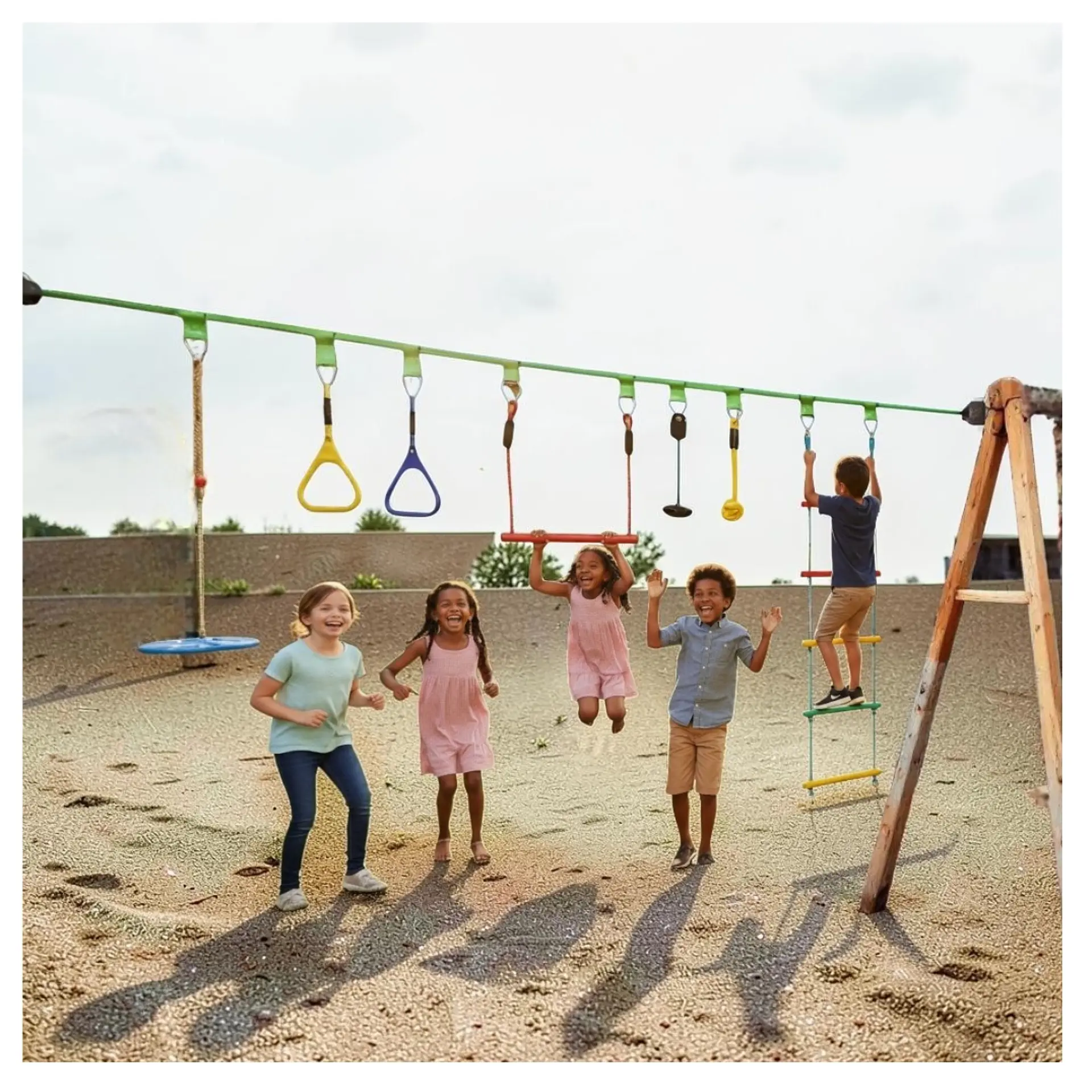 Juego Slackline Carrera 7 Obstaculos Ninja Warrior Niños 2