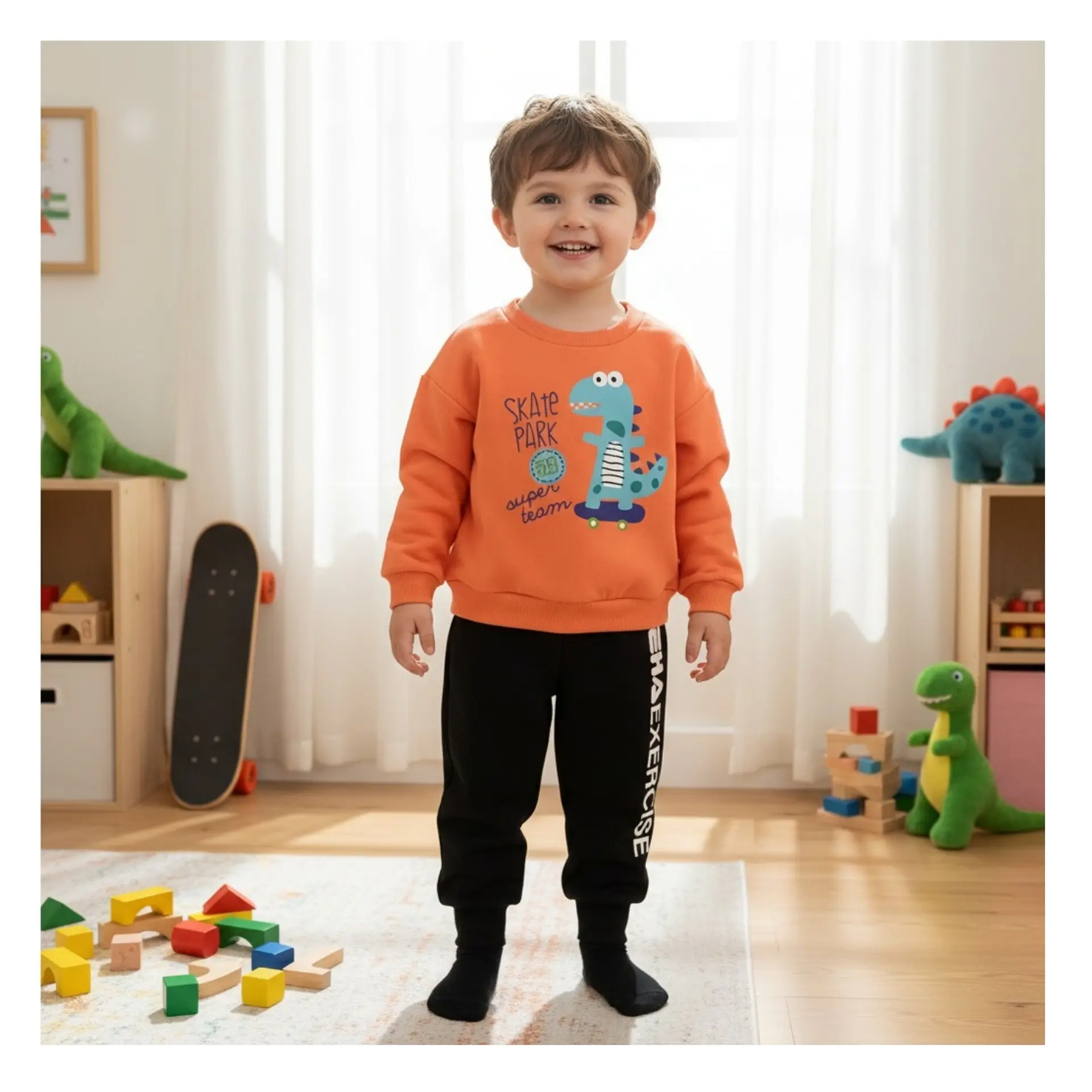 Buzo Niño Infantil Algodon 2 piezas Poleron Dino Skate 3