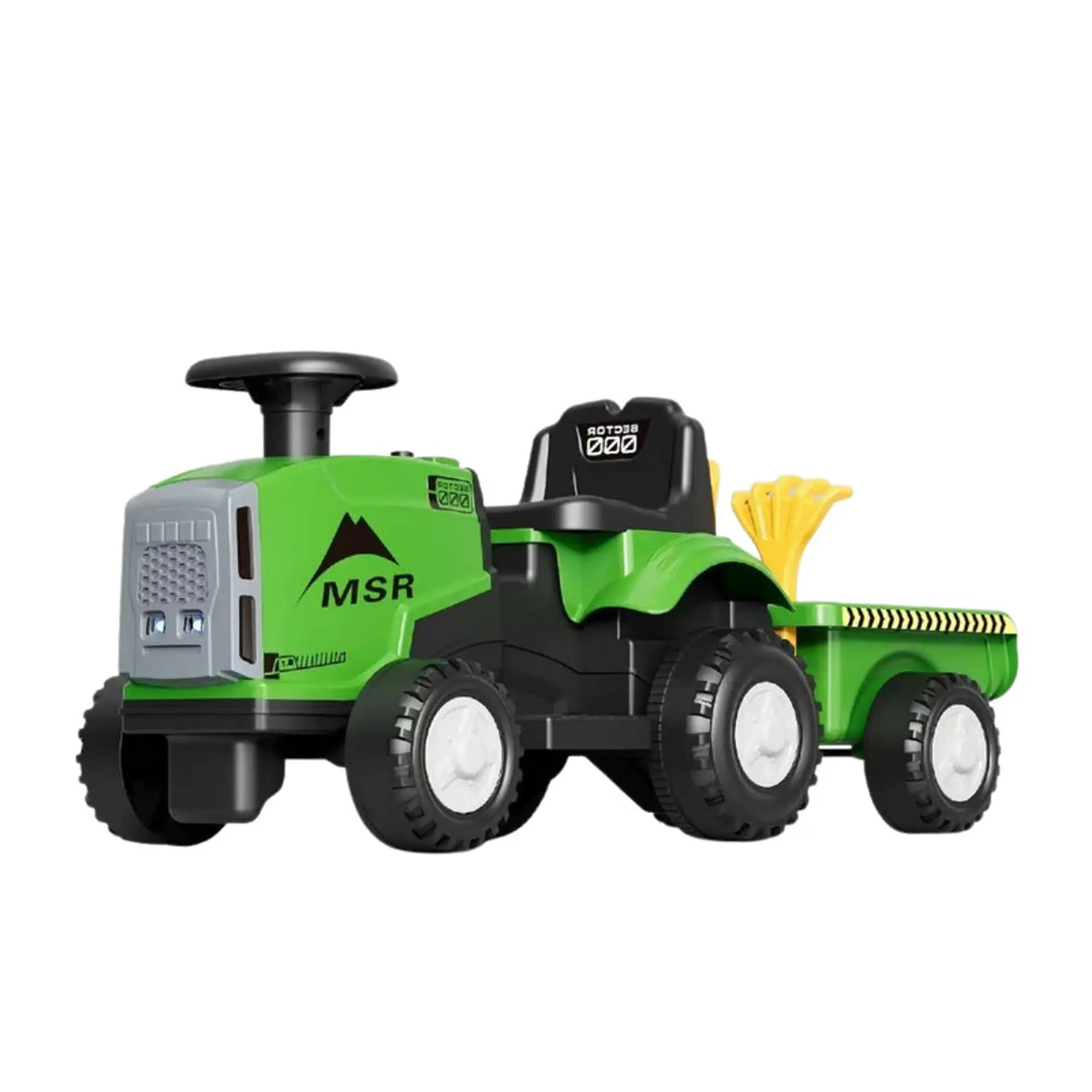 Auto Batería Tractor Granjero Eléctrico Con Carro Verde 4