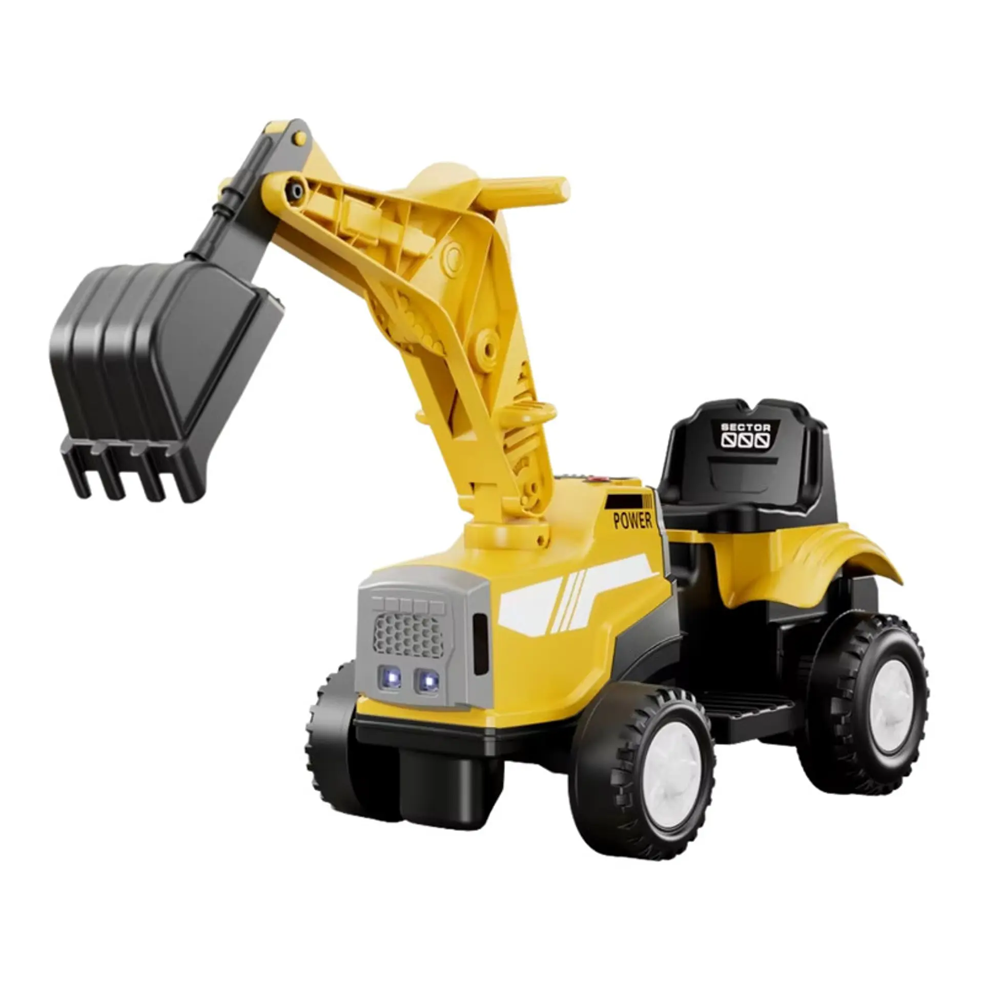 Auto Batería Excavadora Eléctrico Infantil Amarillo 2