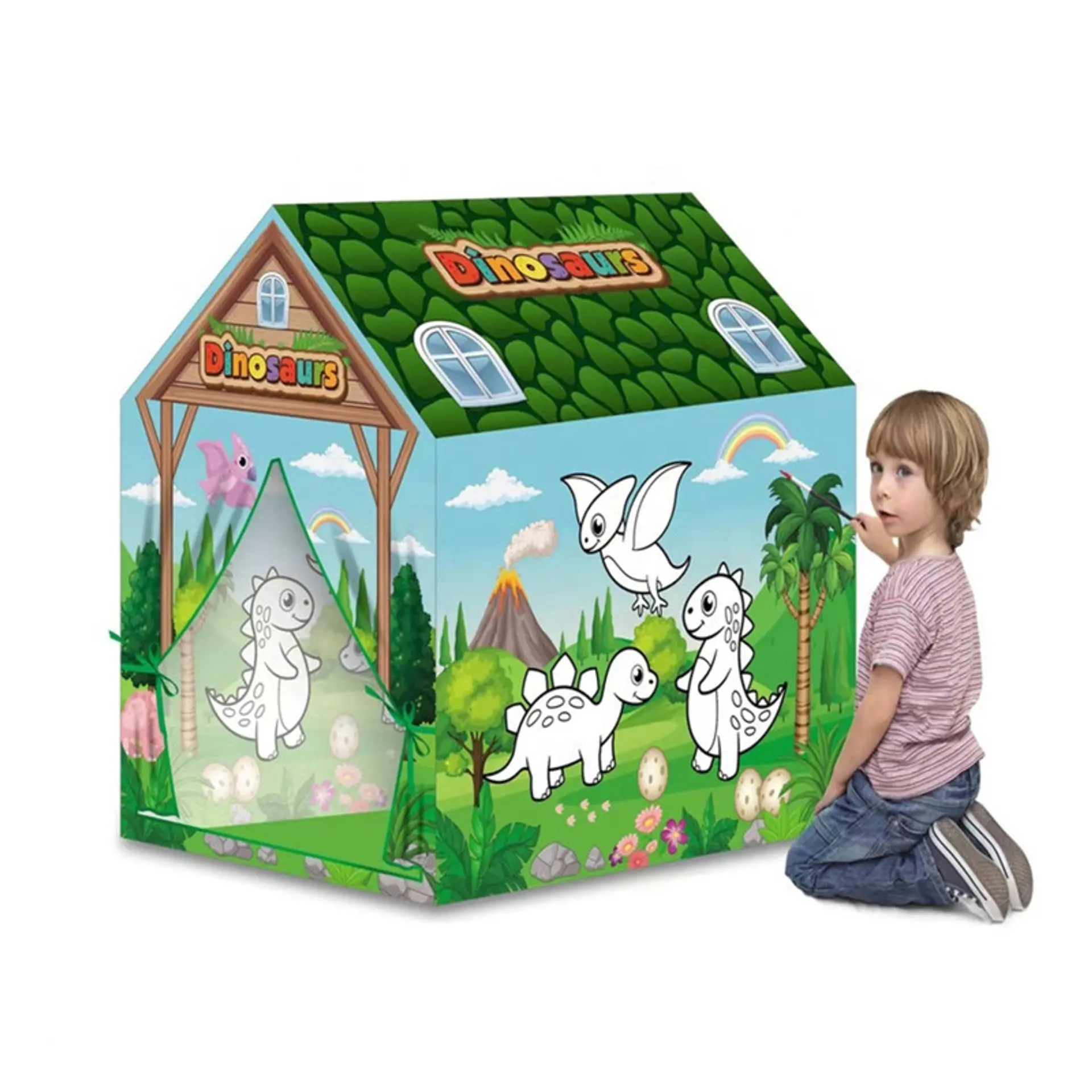Carpa Infantil Creativa Para Pintar Casita Juegos T-REX 1