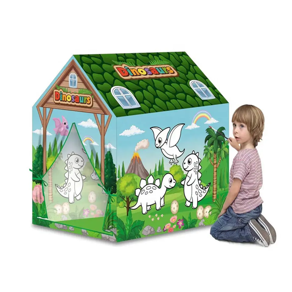 Carpa Infantil Creativa Para Pintar Casita Juegos T-REX 1