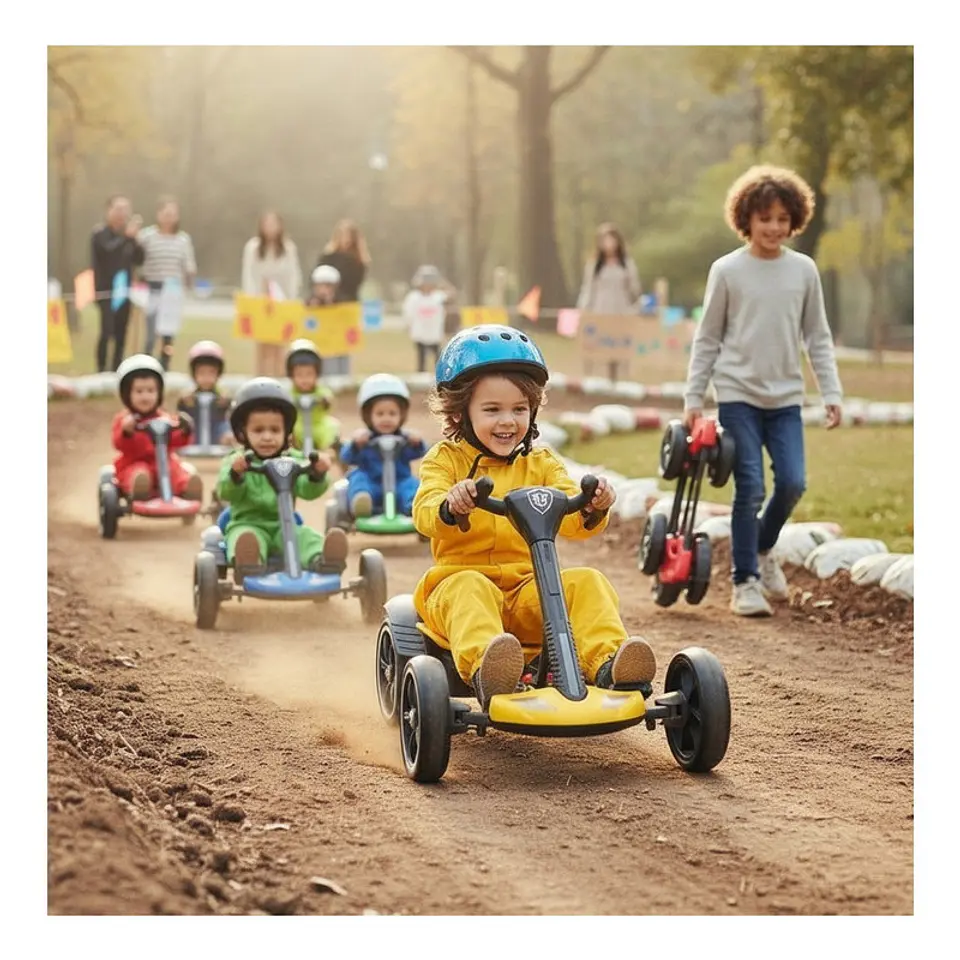 Auto Batería Go Kart Eléctrico Infantil Drift Amarillo 2