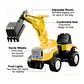 Auto Batería Excavadora Eléctrico Infantil Amarillo - Miniatura 3