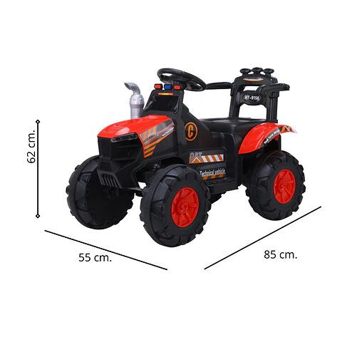 Auto Batería Tractor Eléctrico Infantil Constructor Rojo