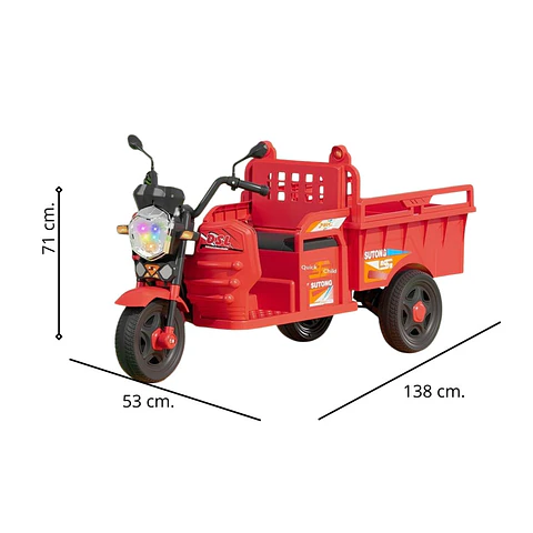 Auto Batería Motocarro Eléctrico Infantil De Carga Rojo