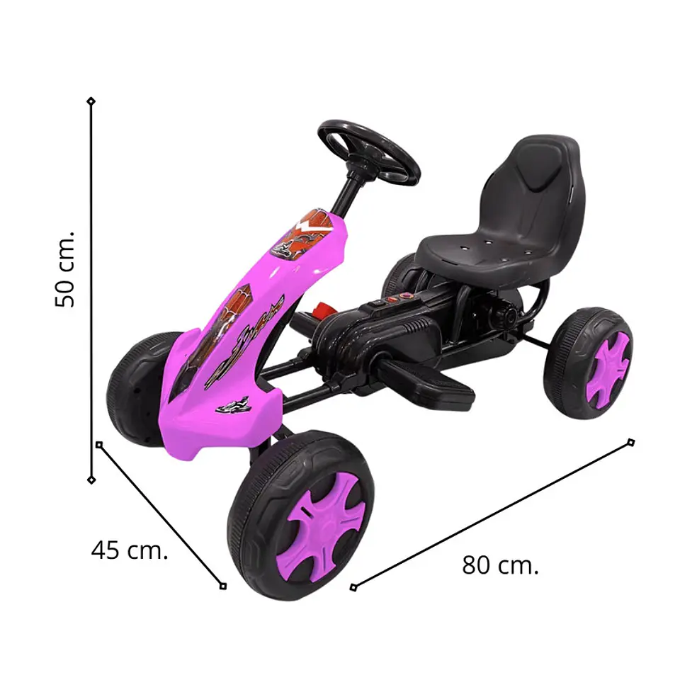 Auto Batería Go Kart Eléctrico Infantil Volt Rosa  1