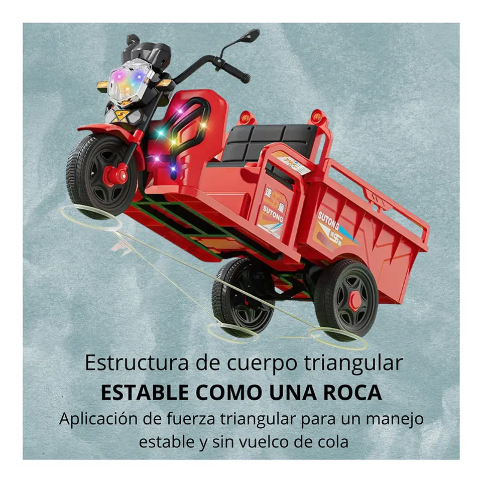 Auto Batería Motocarro Eléctrico Infantil De Carga Rojo 2
