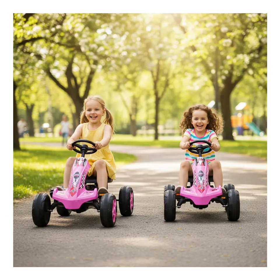 Auto Batería Go Kart Eléctrico Infantil Volt Rosa  3