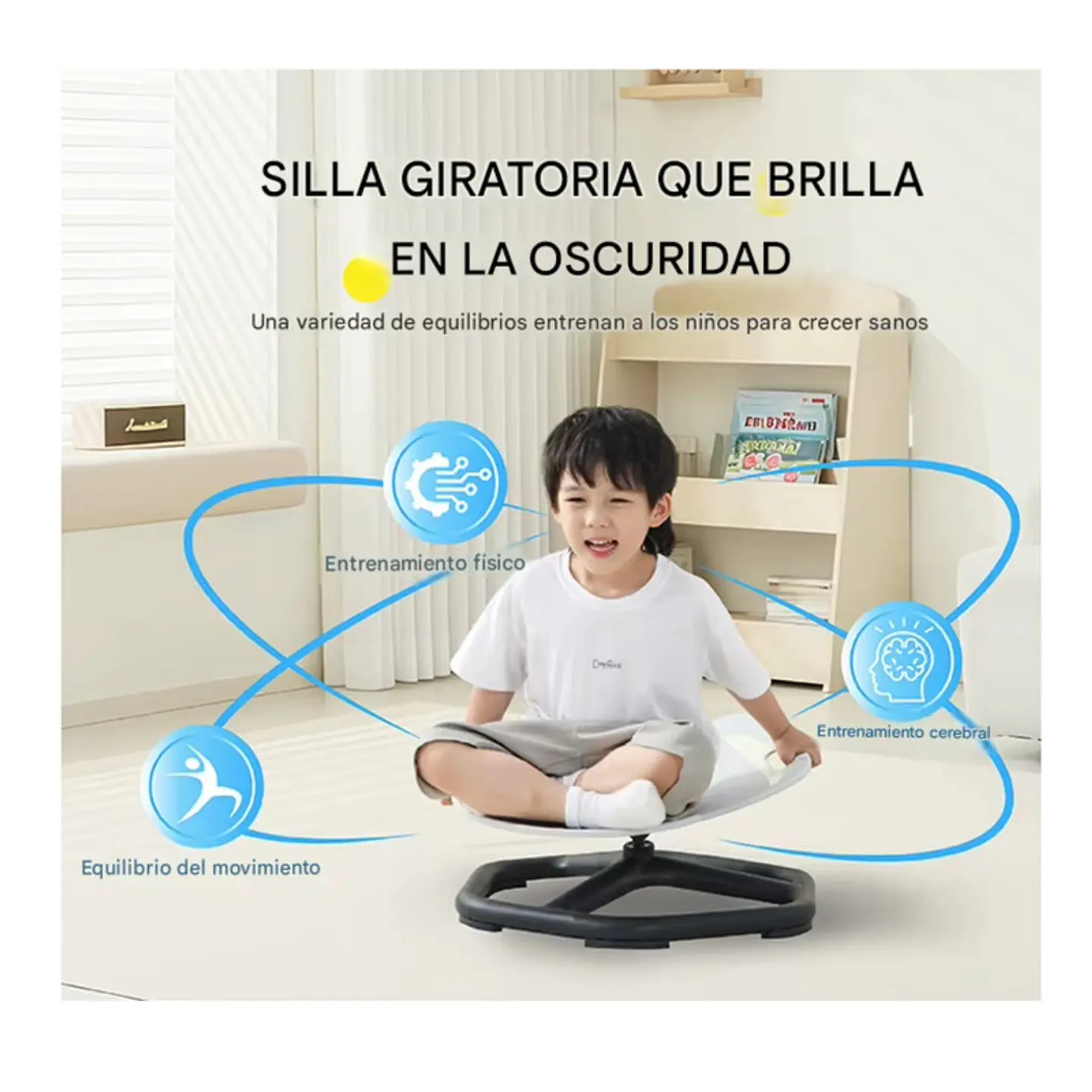 Silla Giratoria Sensorial Infantil Orbit Glow 360° Elefente 2