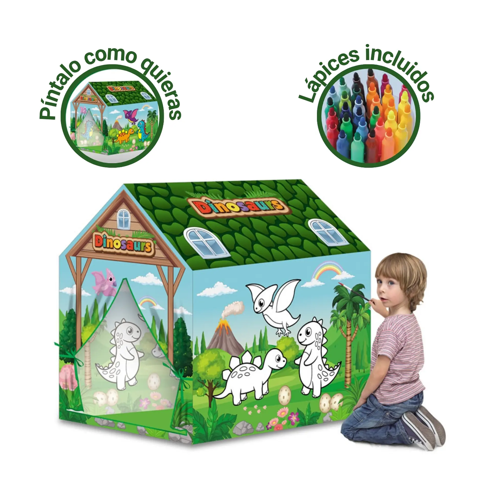 Carpa Infantil Creativa Para Pintar Casita Juegos T-REX 3