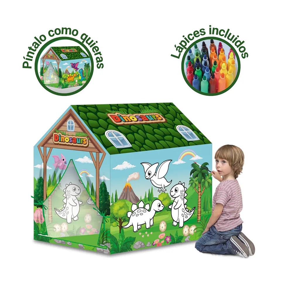 Carpa Infantil Creativa Para Pintar Casita Juegos T-REX 3