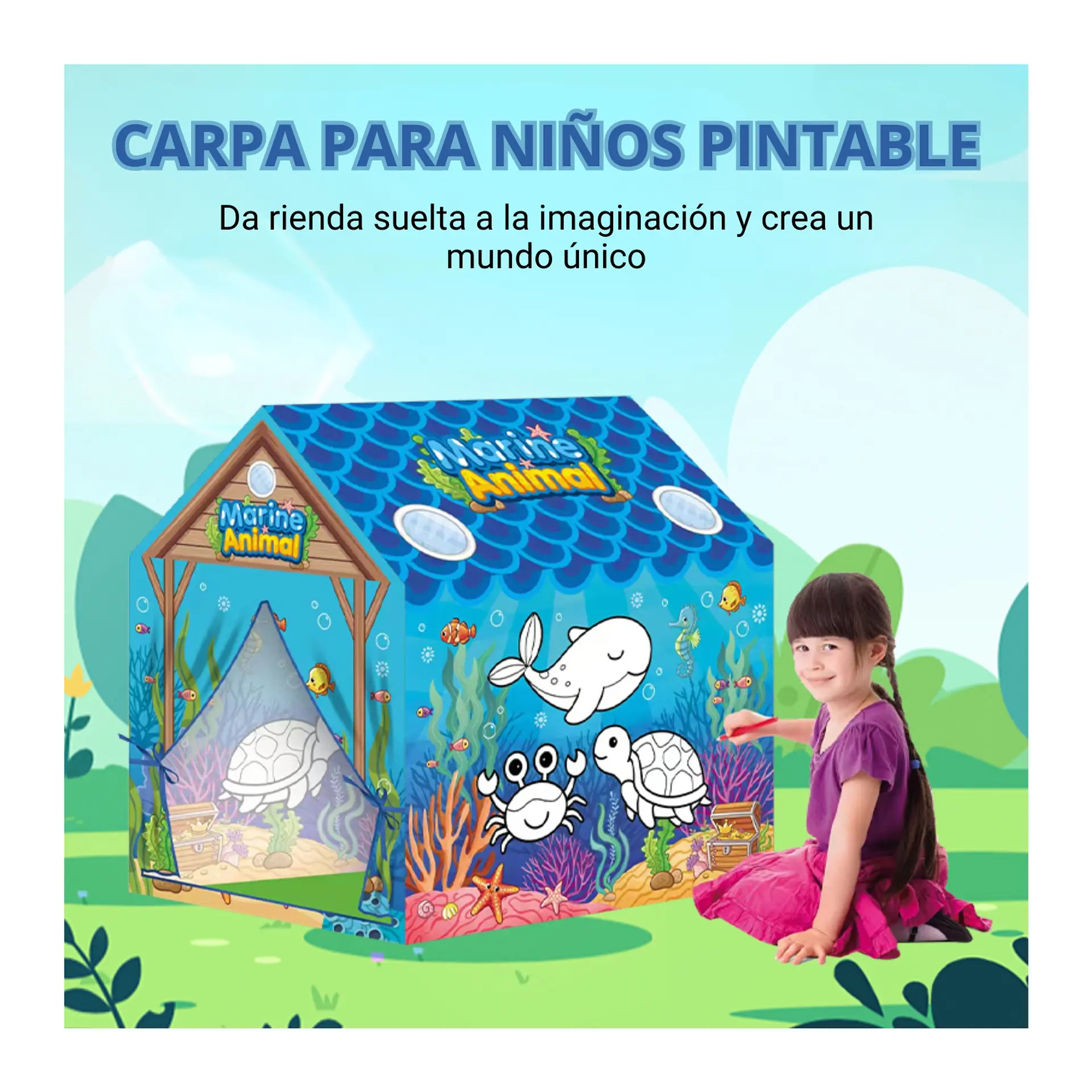 Carpa Infantil Creativa Para Pintar Casita Juegos WALLY 2