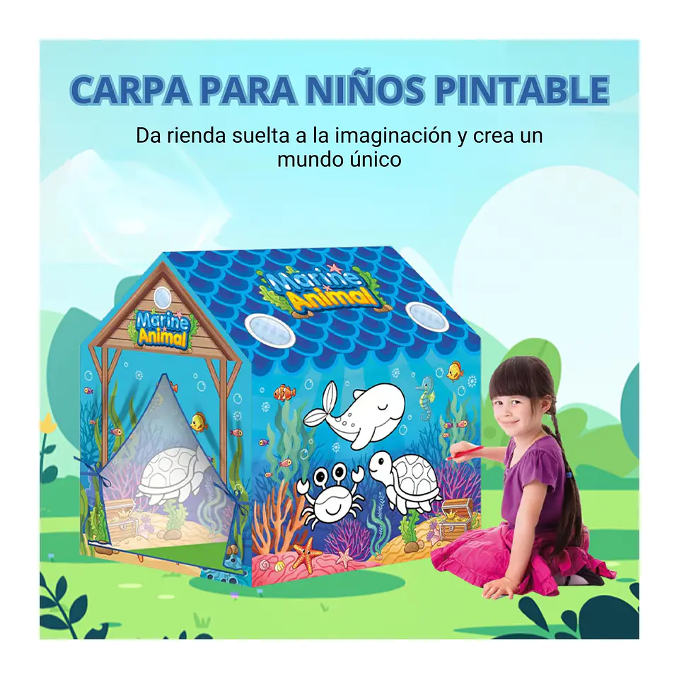 Carpa Infantil Creativa Para Pintar Casita Juegos WALLY 2