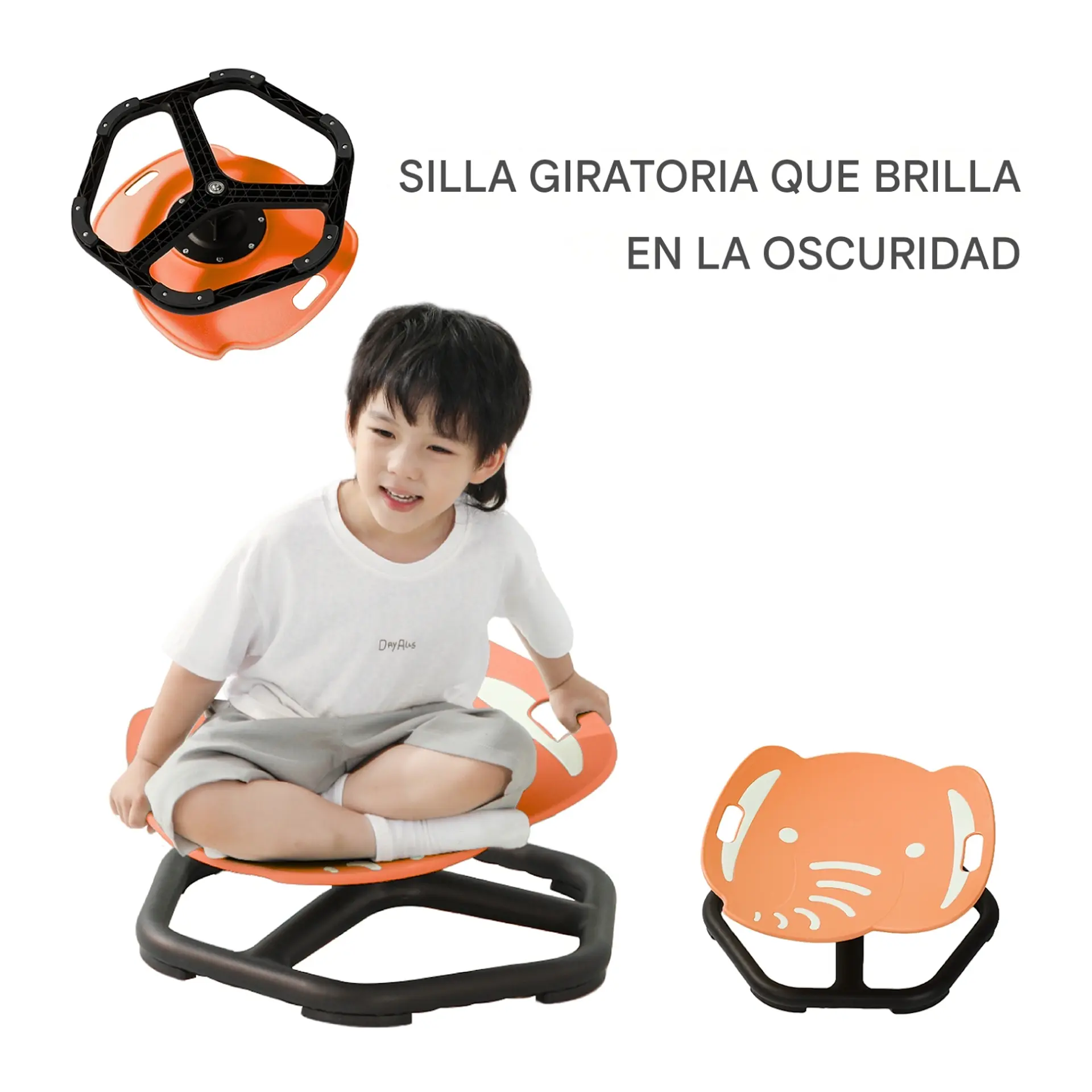 Silla Giratoria Sensorial Infantil Orbit Glow 360° Elefente 2