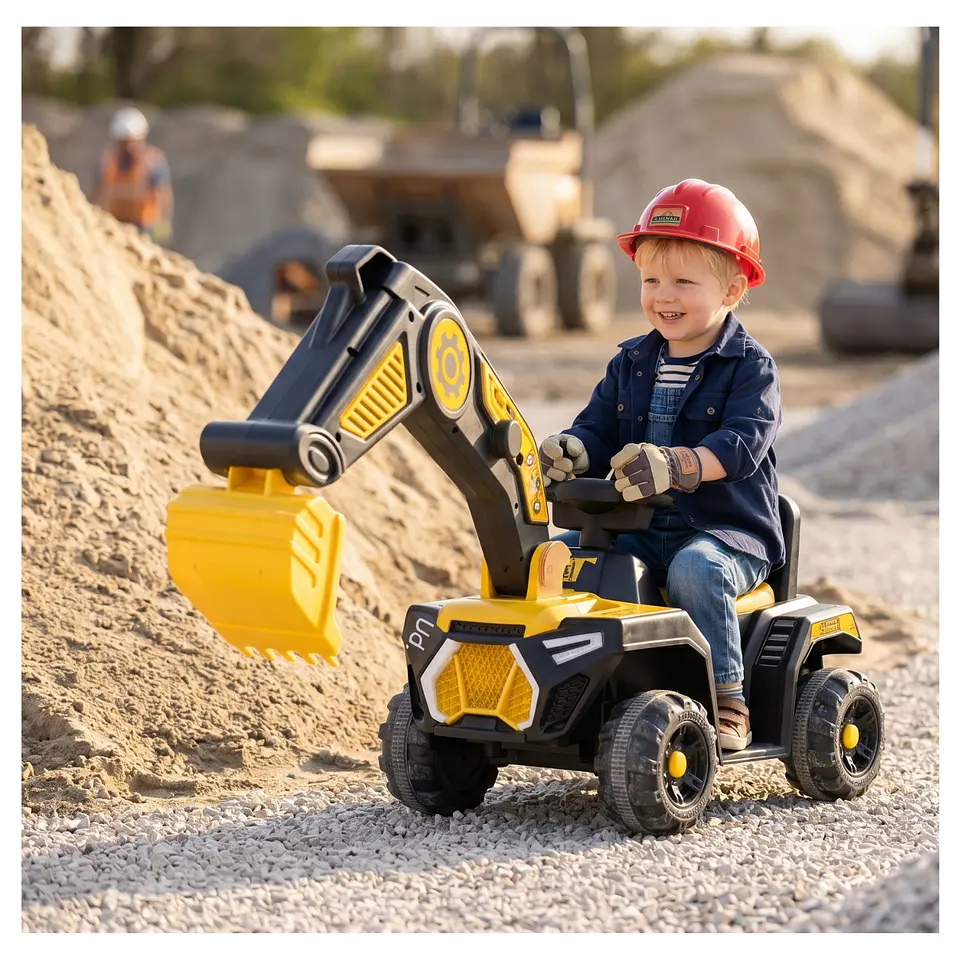 Auto Batería 12V Excavadora 2 Motores Eléctrico Infantil  1
