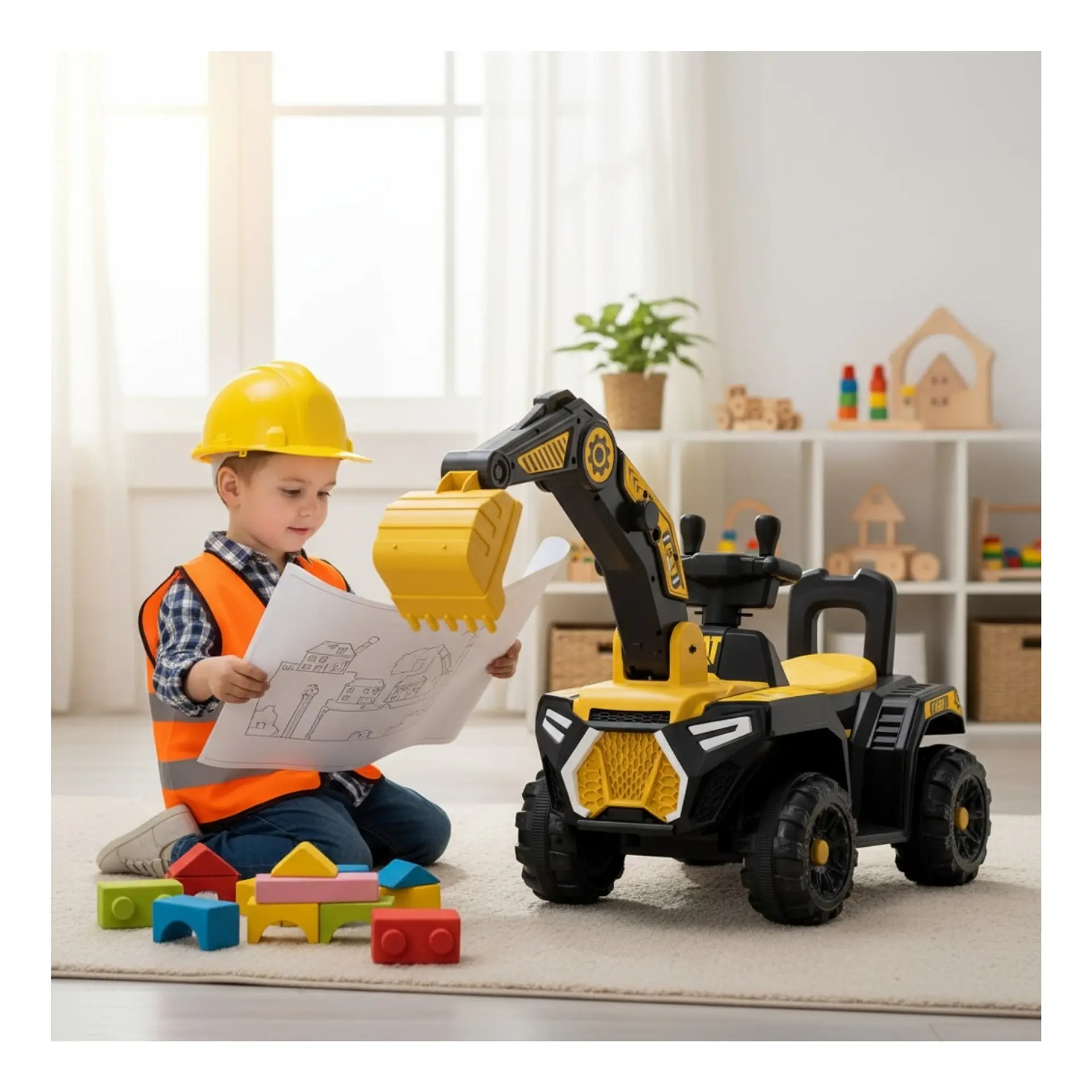 Auto Batería 12V Excavadora 2 Motores Eléctrico Infantil  5