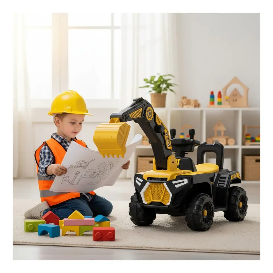Auto Batería 12V Excavadora 2 Motores Eléctrico Infantil  5