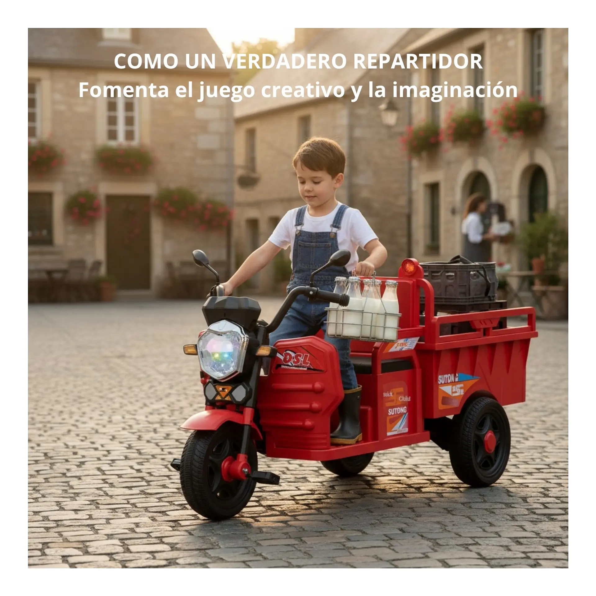 Auto Batería Motocarro Eléctrico Infantil De Carga Rojo 1