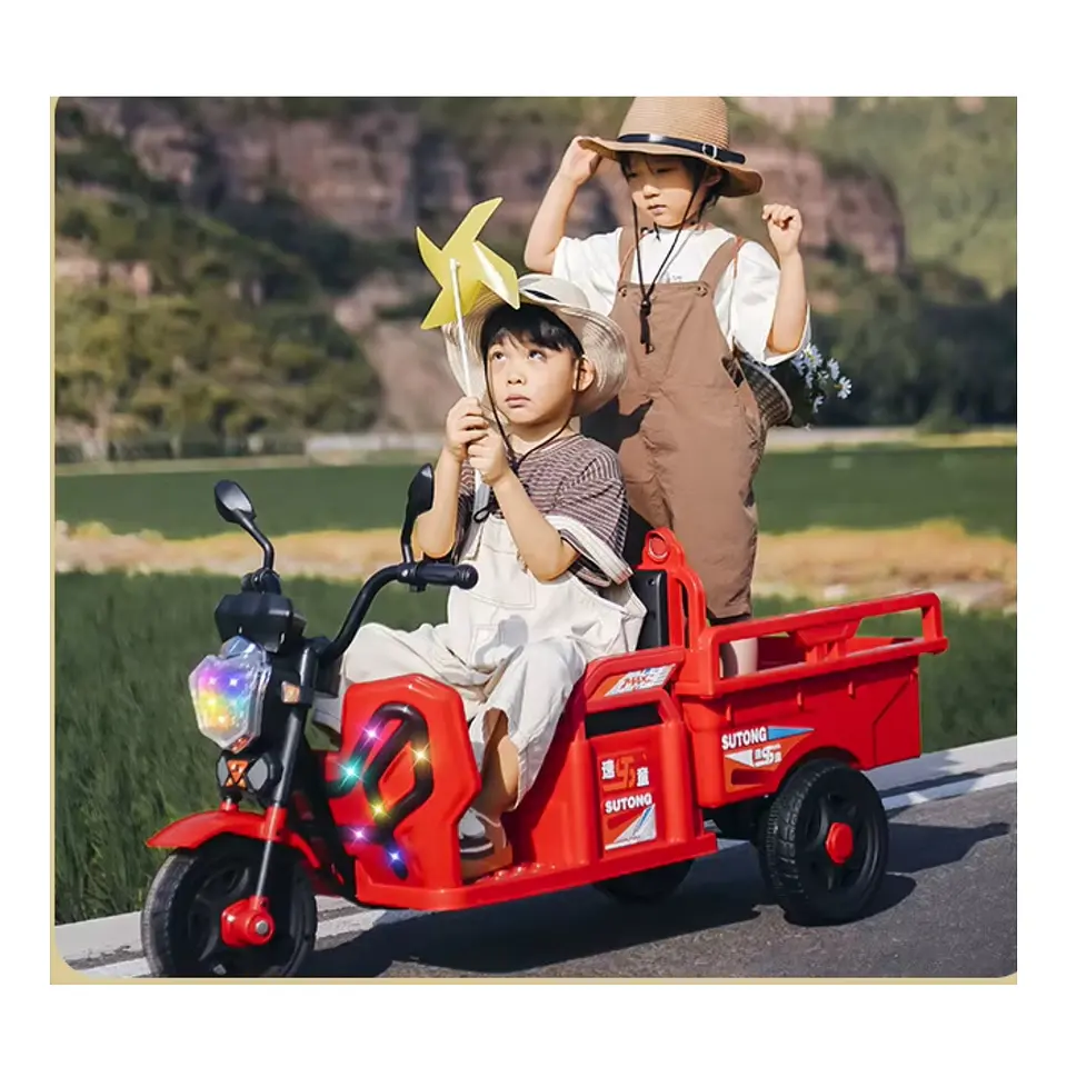Auto Batería Motocarro Eléctrico Infantil De Carga Rojo 2