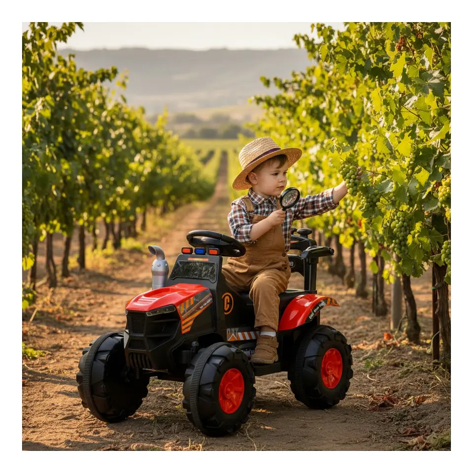 Auto Batería Tractor Eléctrico Infantil Constructor Rojo 3