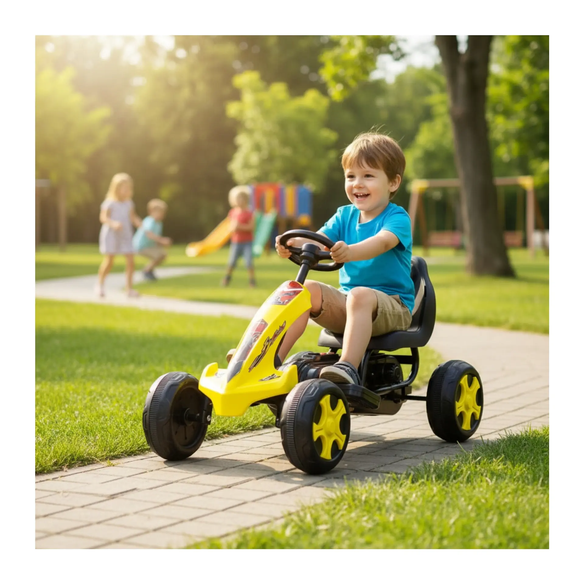Auto Batería Go Kart Eléctrico Infantil Volt Amarillo  3