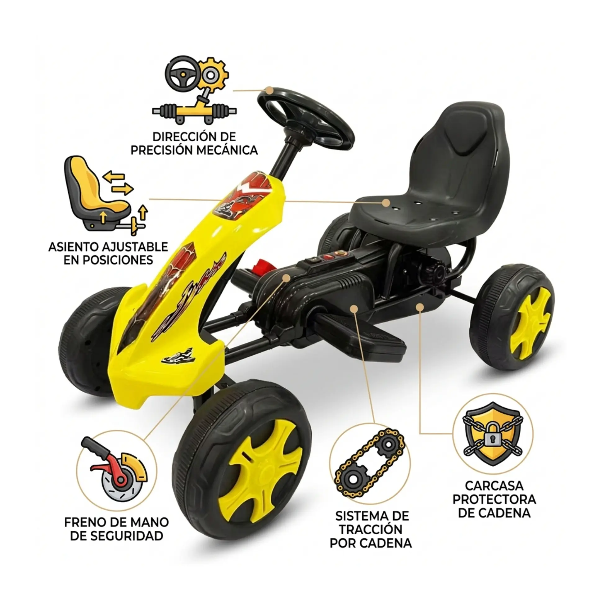 Auto Batería Go Kart Eléctrico Infantil Volt Amarillo  6