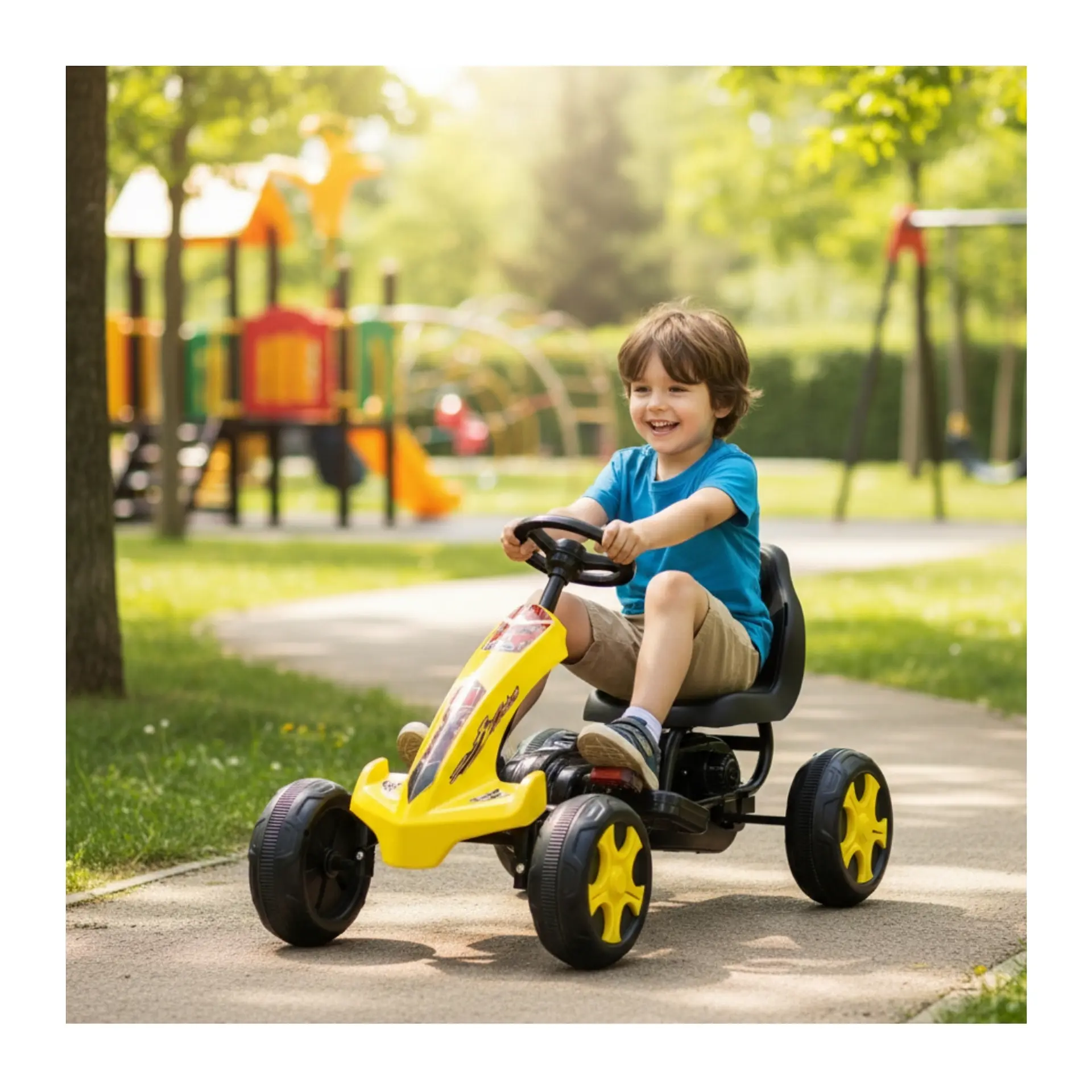 Auto Batería Go Kart Eléctrico Infantil Volt Amarillo  7