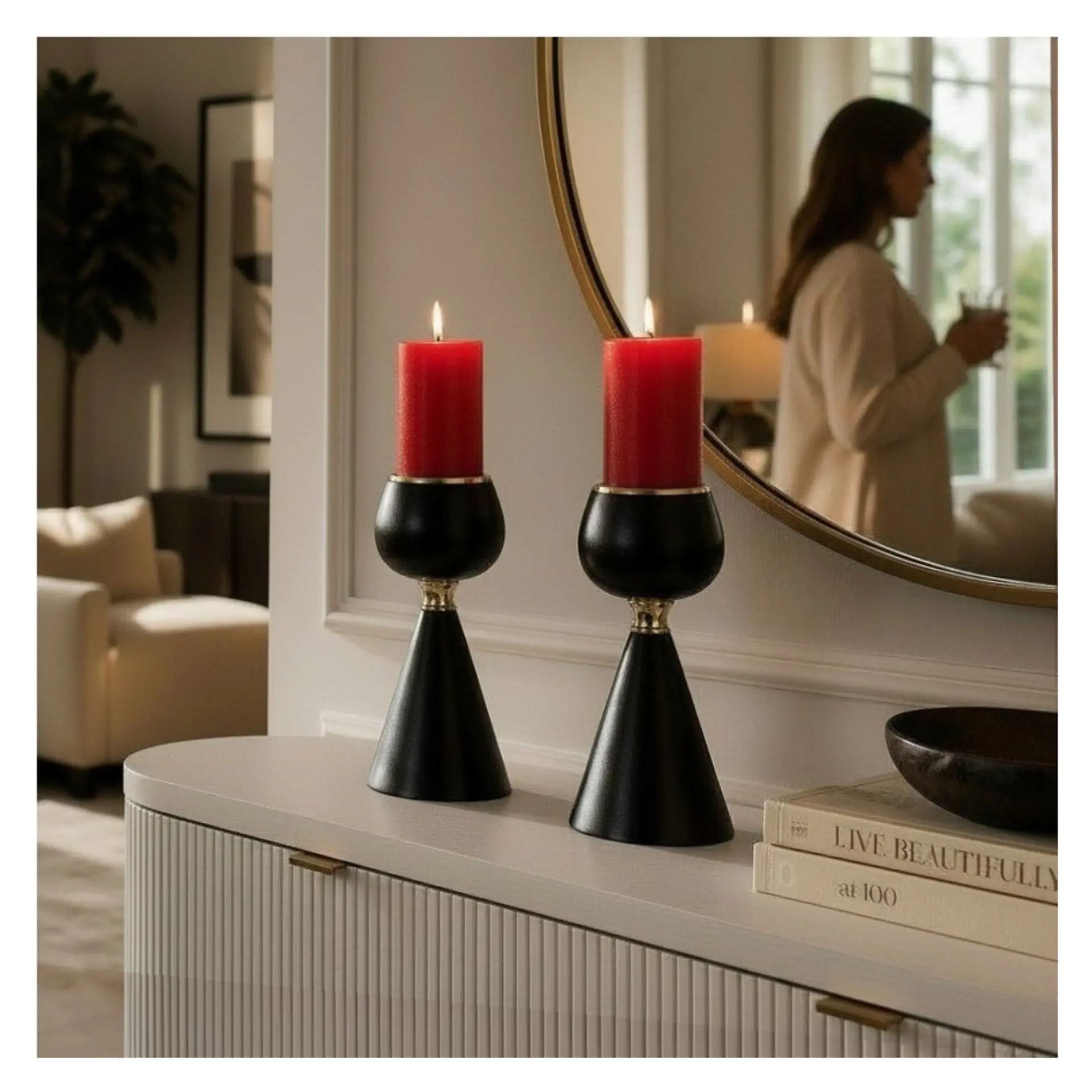 Portavela Candelabro Decorativo Negro Metal 19 Vintage 1