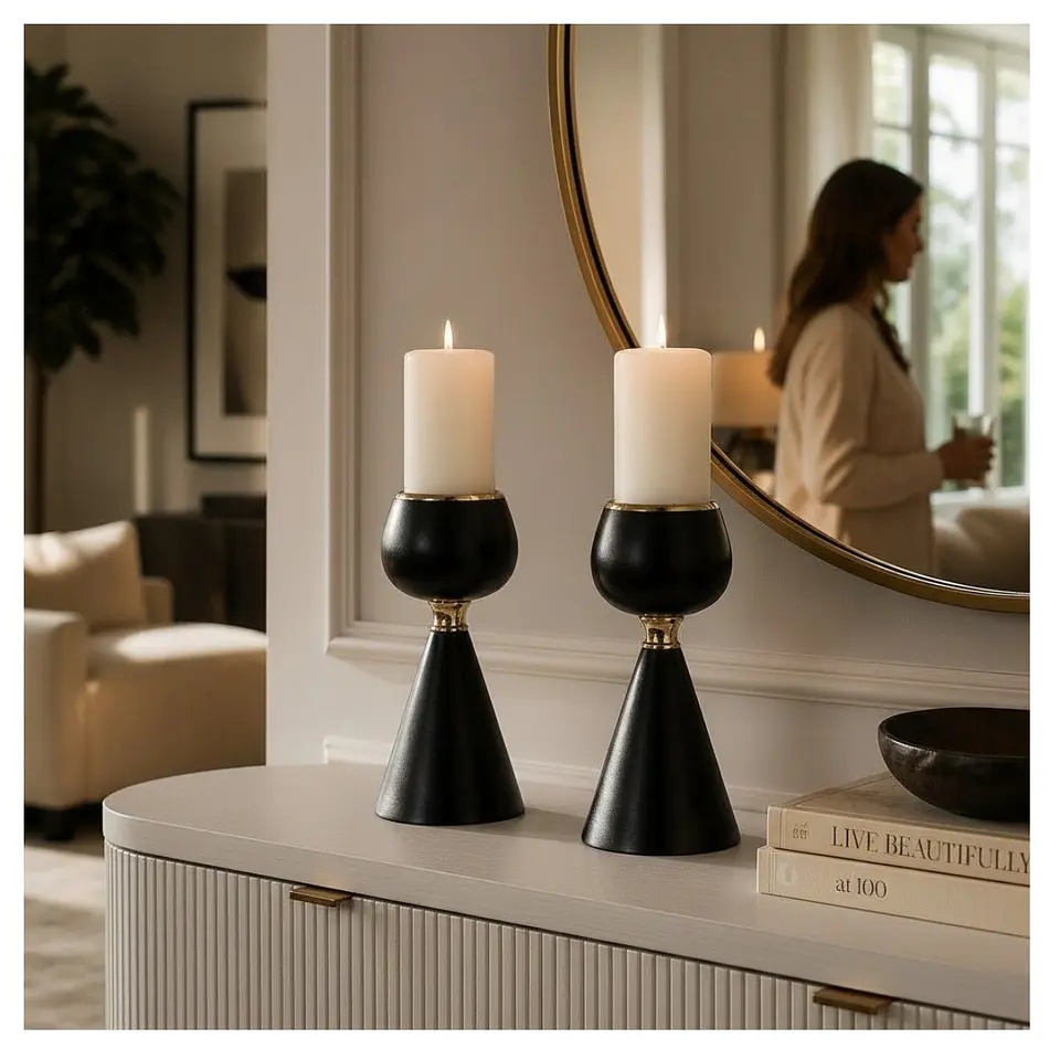 Portavela Candelabro Decorativo Negro Metal 19 Vintage 2