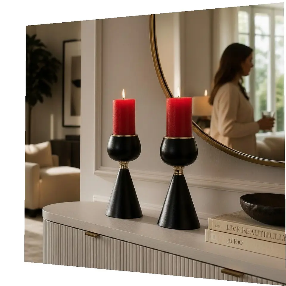 Portavela Candelabro Decorativo Negro Metal 19 Vintage 8