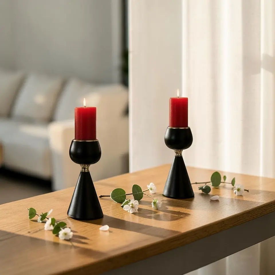 Portavela Candelabro Decorativo Negro Metal 19 Vintage 4