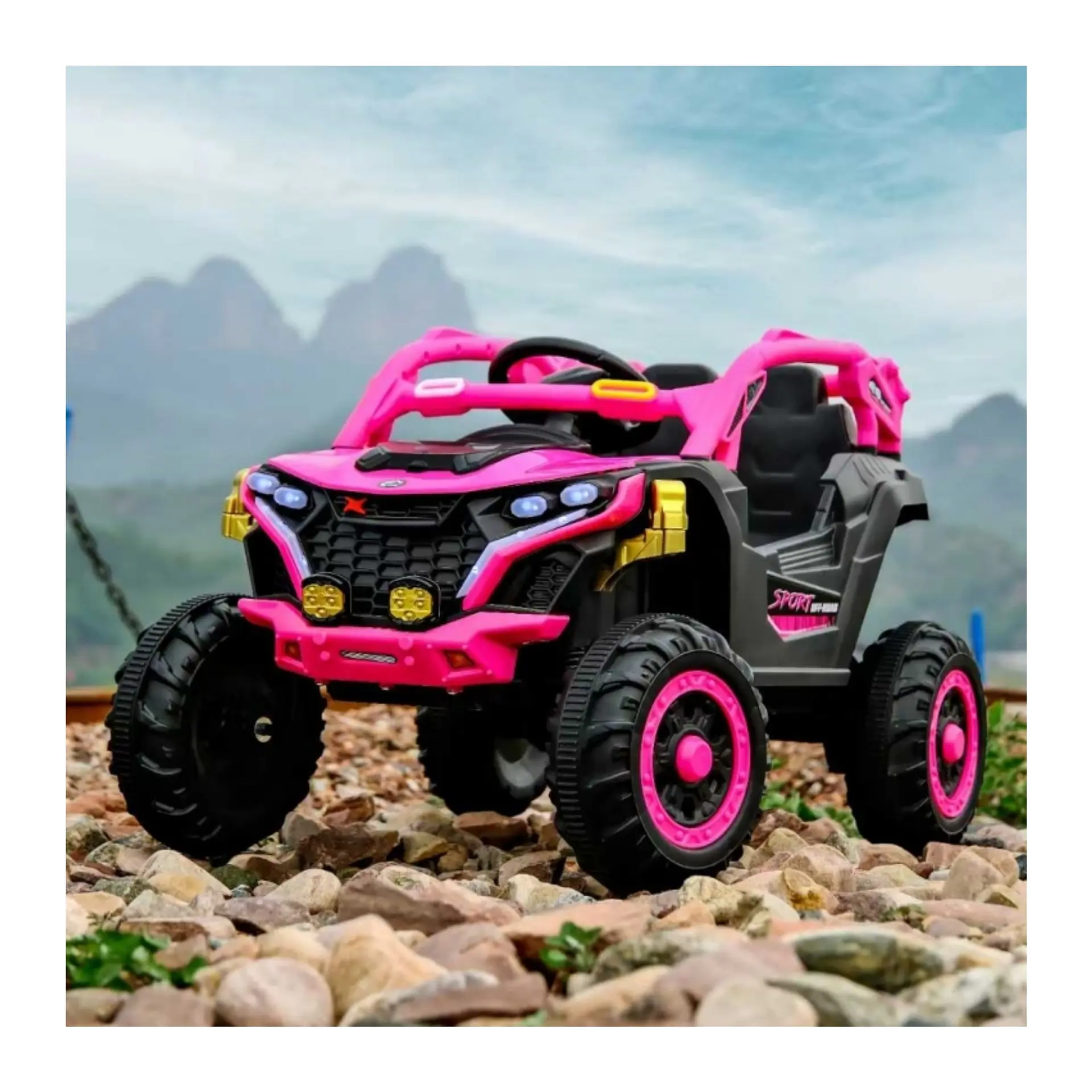 Auto Batería Eléctrico Infantil 12V Control Buggy Rosado  1