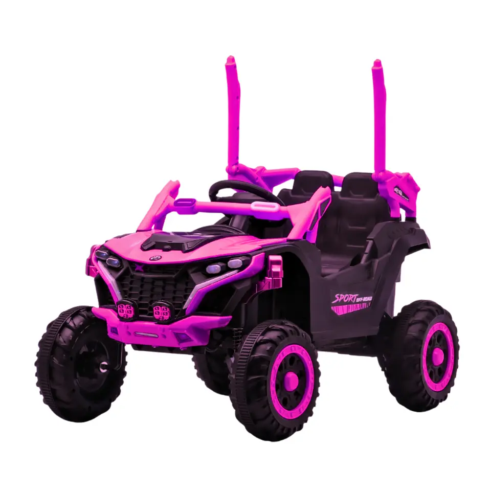 Auto Batería Eléctrico Infantil 12V Control Buggy Rosado  4