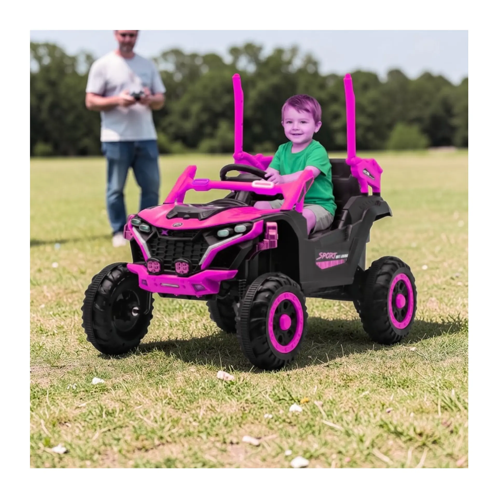 Auto Batería Eléctrico Infantil 12V Control Buggy Rosado  5