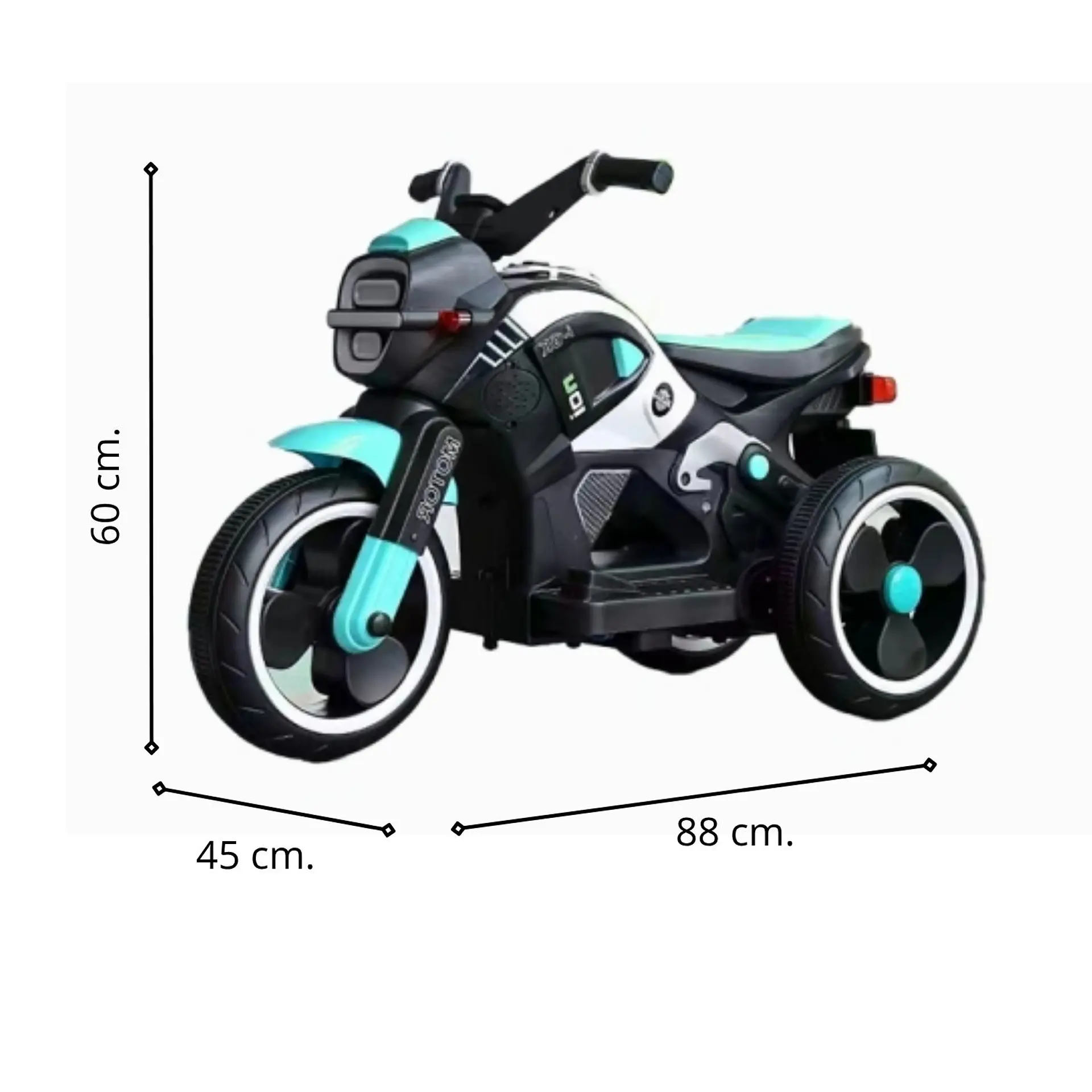 Moto Batería Eléctrico Infantil Beast Turquesa Juguete  3