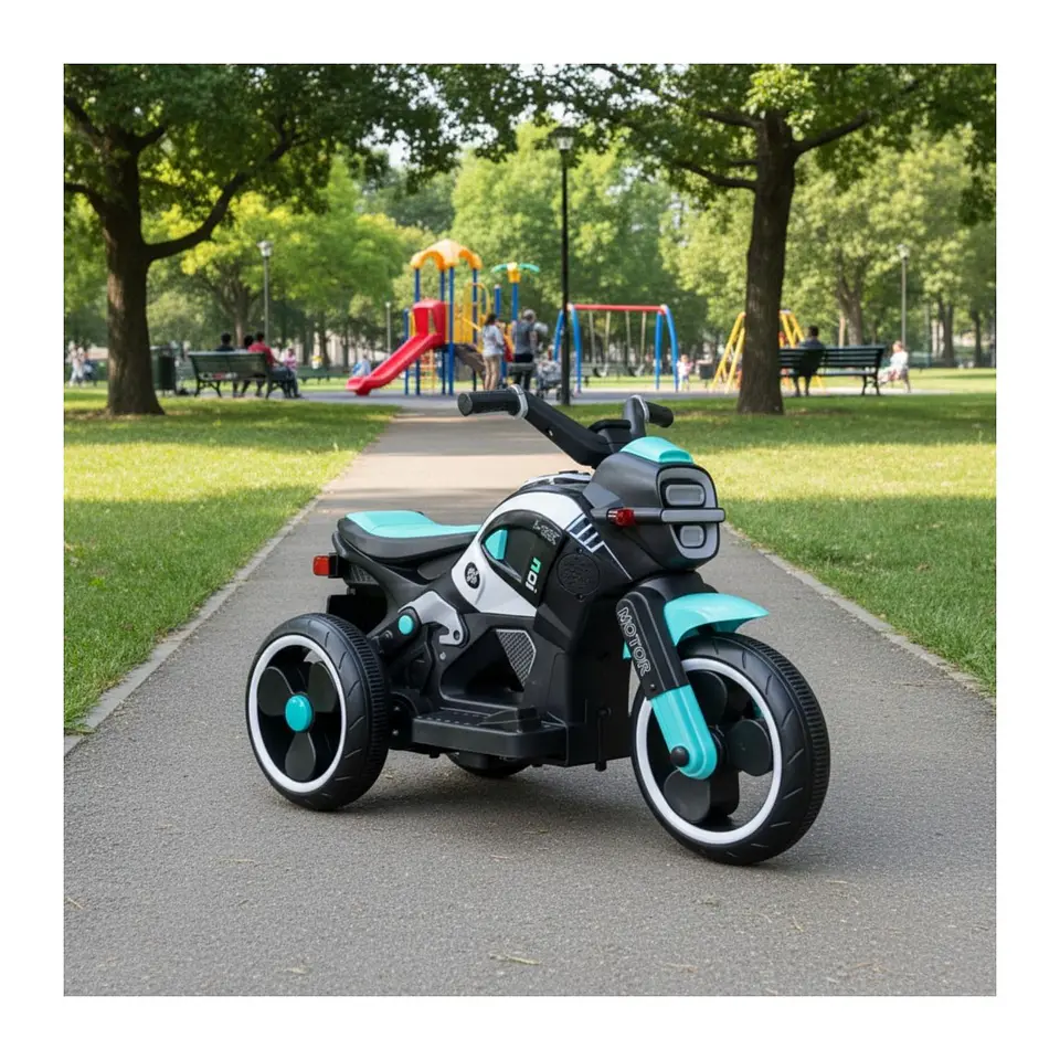 Moto Batería Eléctrico Infantil Beast Turquesa Juguete  4