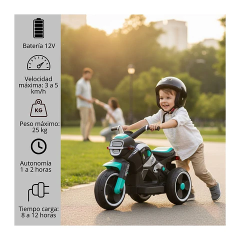Moto Batería Eléctrico Infantil Beast Turquesa Juguete 