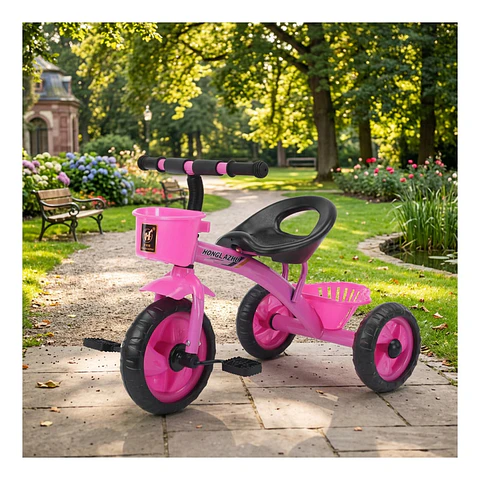 Triciclo Infantil Bici Con Canasto Rosado