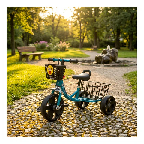 Triciclo Infantil Bici Canasto Metalico  Azul
