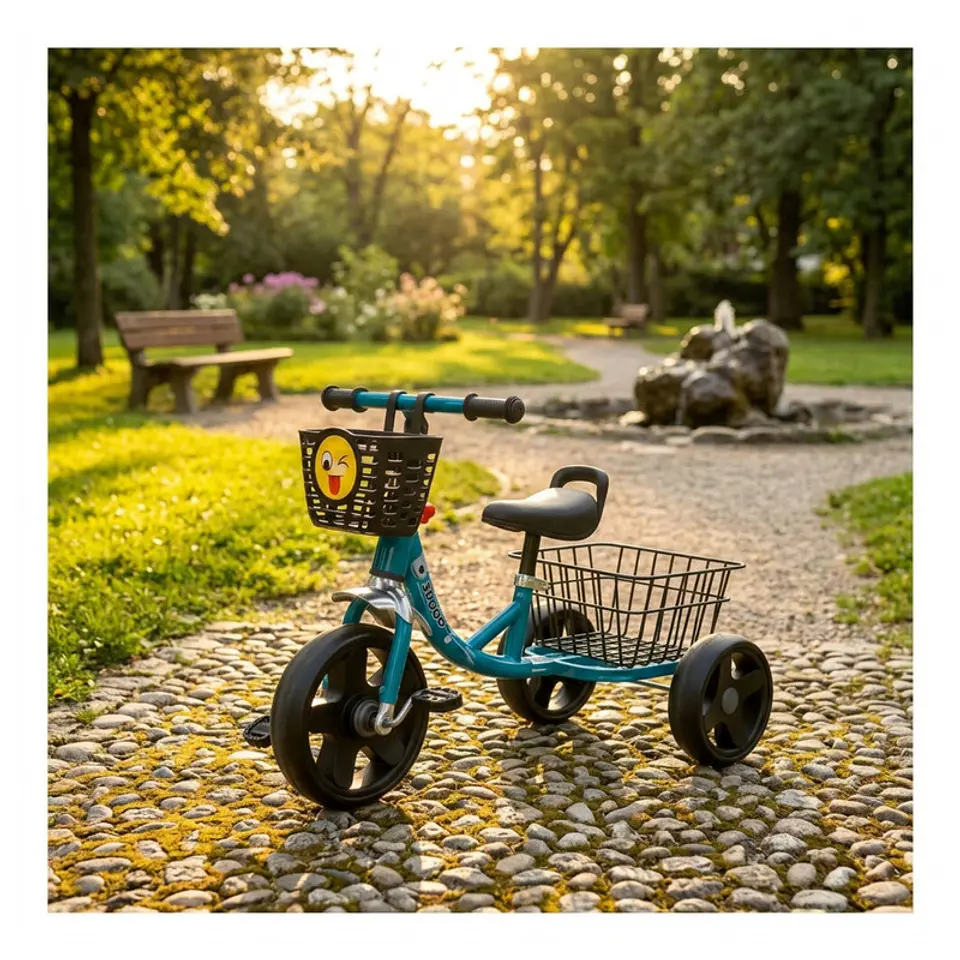 Triciclo Infantil Bici Canasto Metalico  Azul 1
