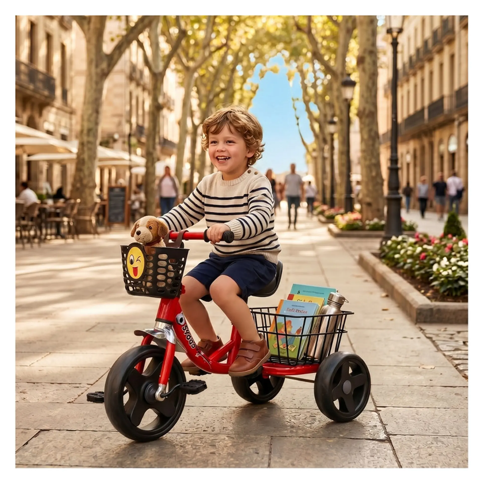 Triciclo Infantil Bici Canasto Metalico  Rojo 2