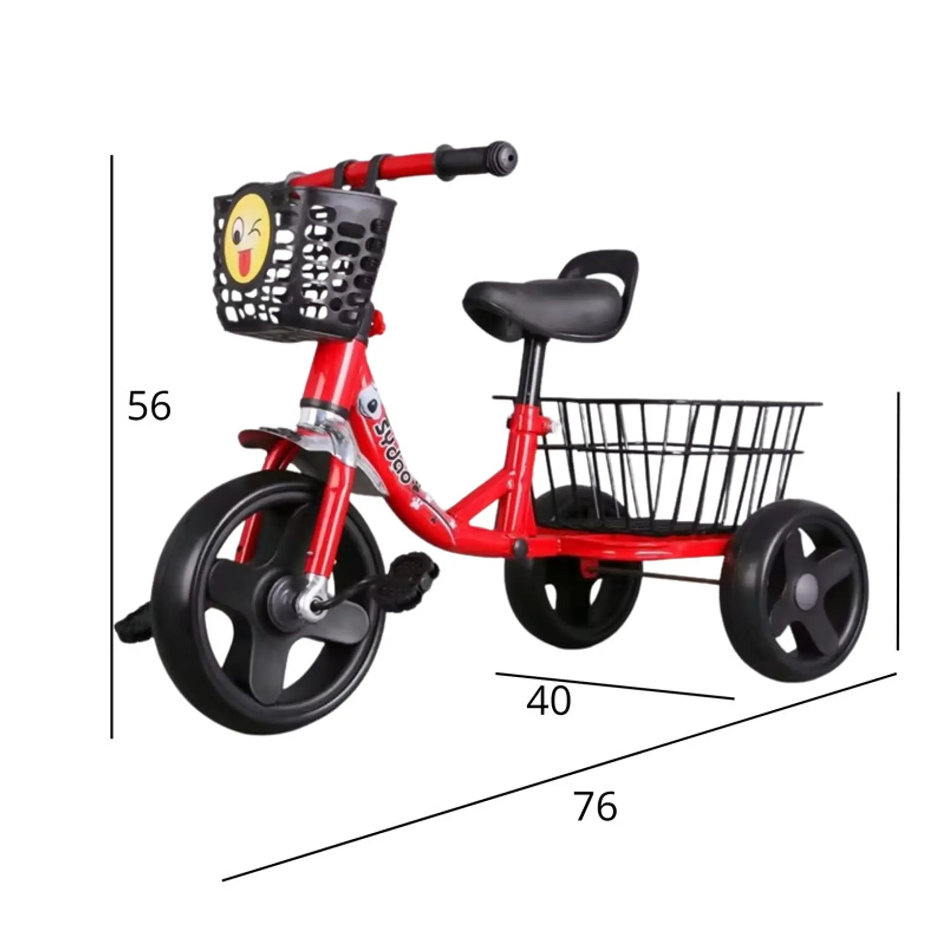 Triciclo Infantil Bici Canasto Metalico  Rojo 3