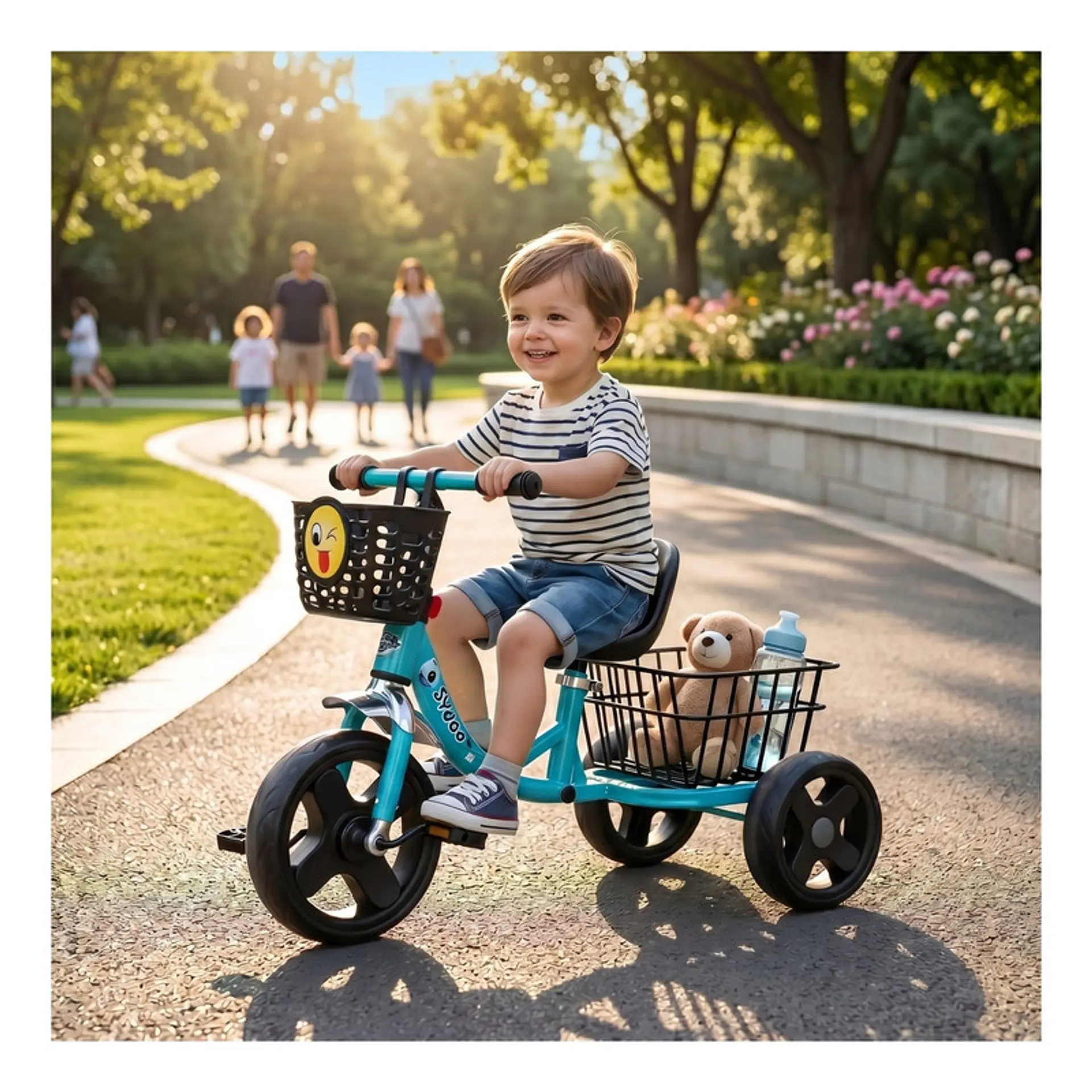 Triciclo Infantil Bici Canasto Metalico  Azul 2