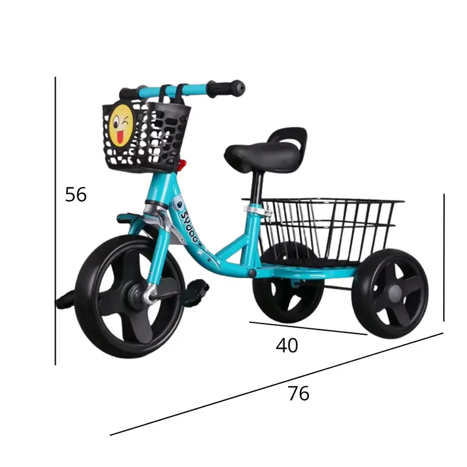 Triciclo Infantil Bici Canasto Metalico  Azul 3