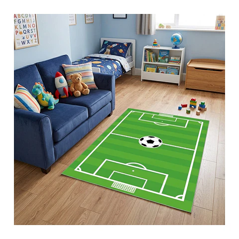 Alfombra Infantil Estampada 80x120 cm Cancha Fútbol