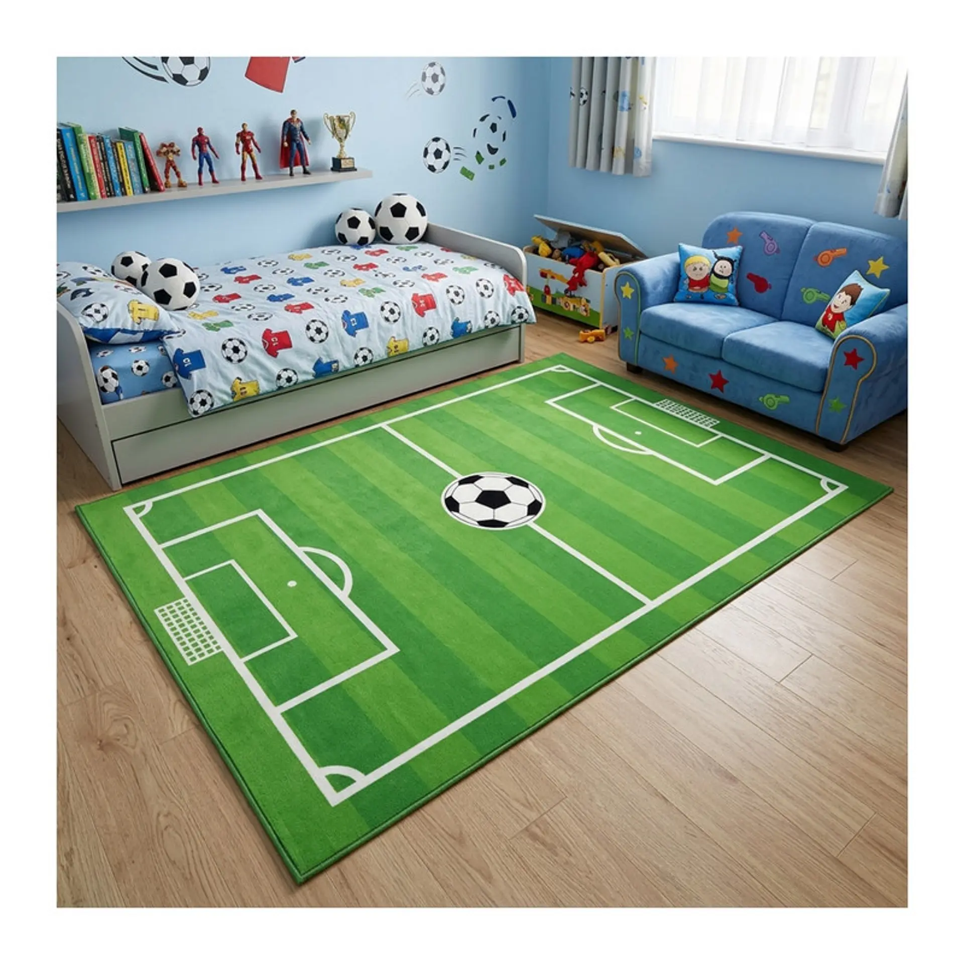 Alfombra Infantil Estampada 80x120 cm Cancha Fútbol 3