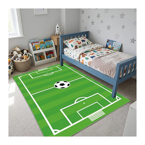 Alfombra Infantil Estampada 80x120 cm Cancha Fútbol